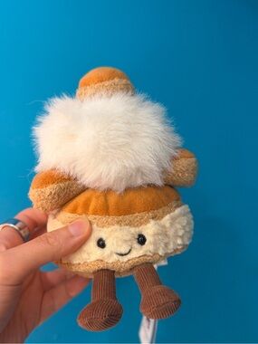 Jellycat Cream & Brown Plush Scone with Fluffy White Top